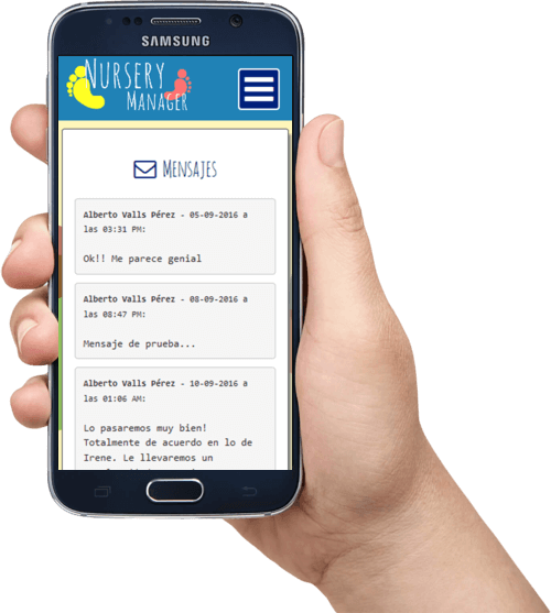 Mensajería en la app guarderías
