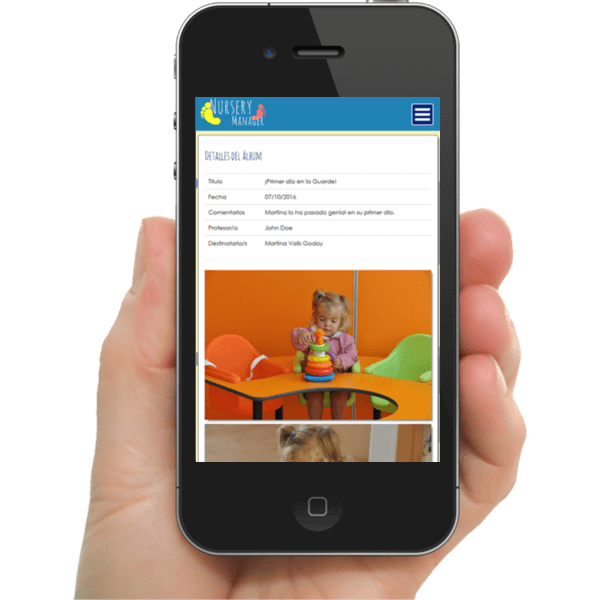 Álbumes de fotos en la app de guarderías