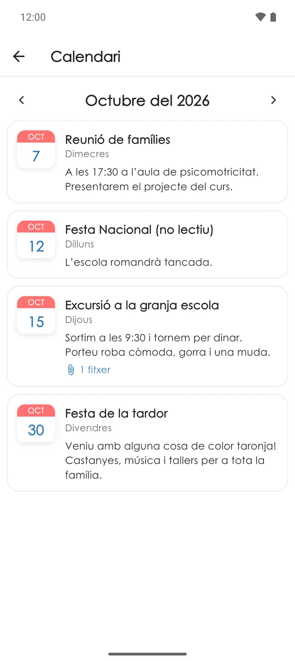 Propers esdeveniments del centre a l'app